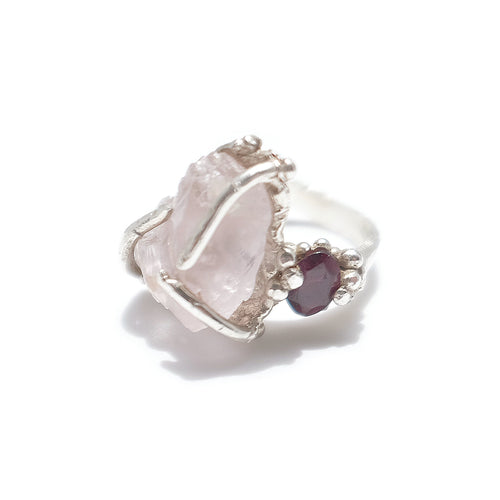 RAW KUNZITE & GARNET ring Rings molinajewellery 