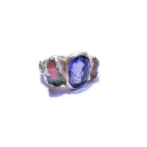 RAW TOURMALINE & IOLITE RING Rings molinajewellery 